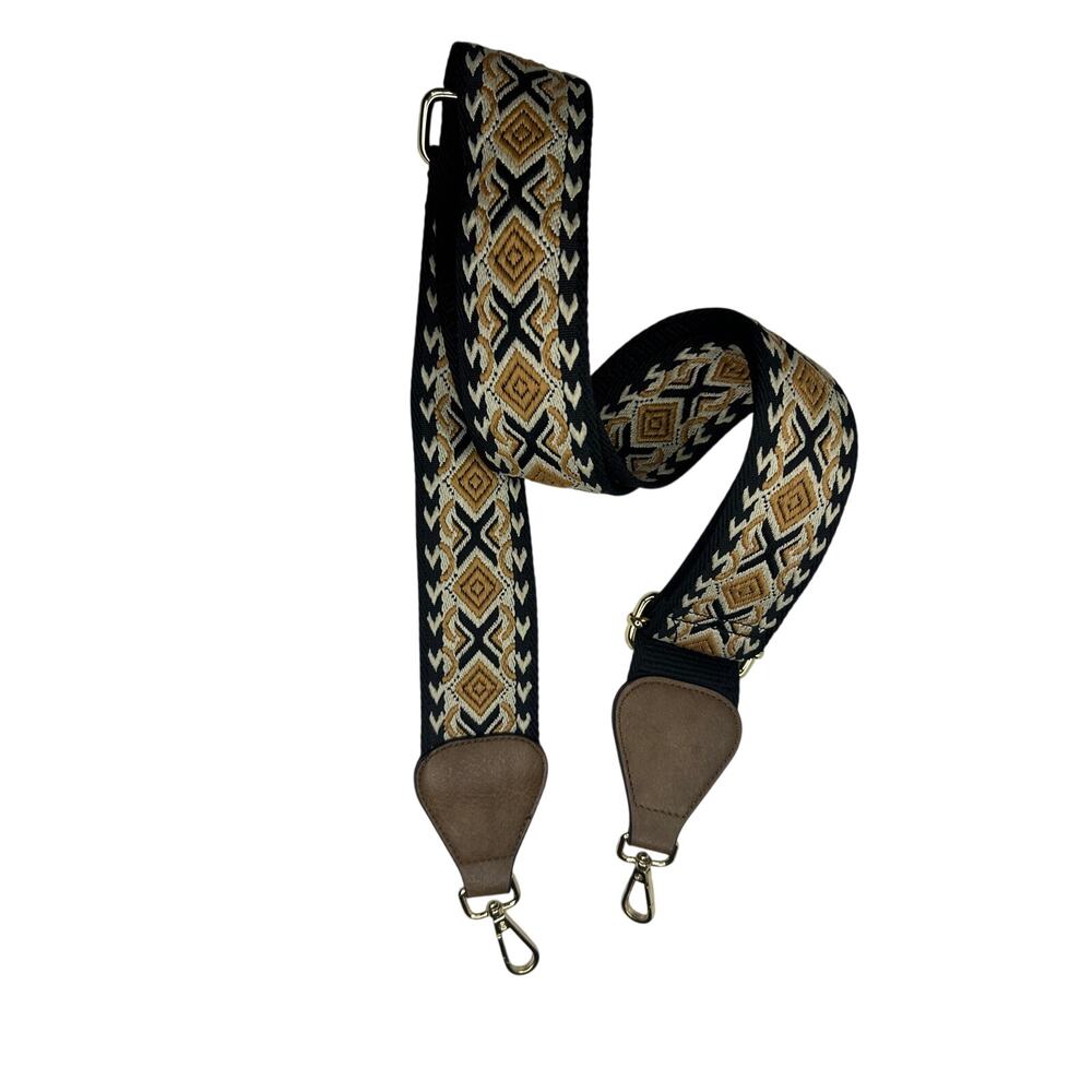 Multiuse Camera Guitar Strap Geometric Woven Cotton Gold Hardware
